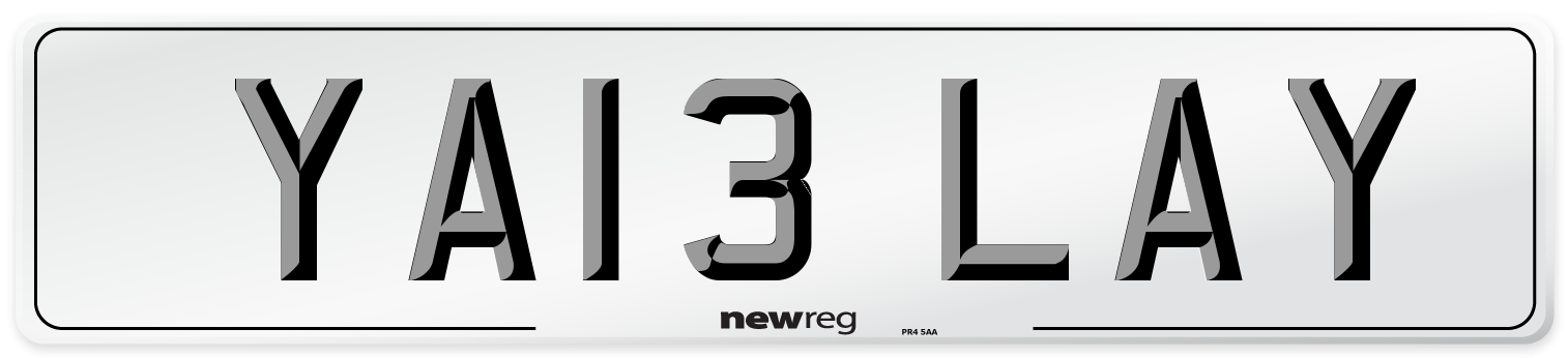 YA13 LAY Number Plate from New Reg